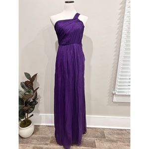 J. Crew One Shoulder Long Gown Plum Silk Dress